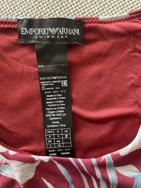 Emporio Armani Burgundy and Light Blue Floral Bikini Top